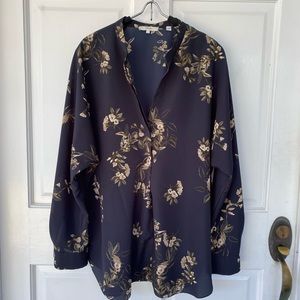 VINCE navy floral blouse